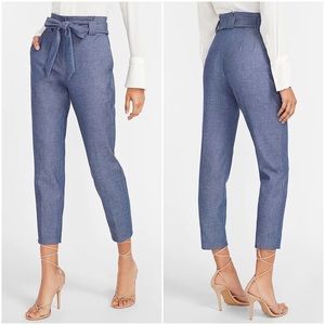 Express Linen High Rise Paperbag Waist Pant